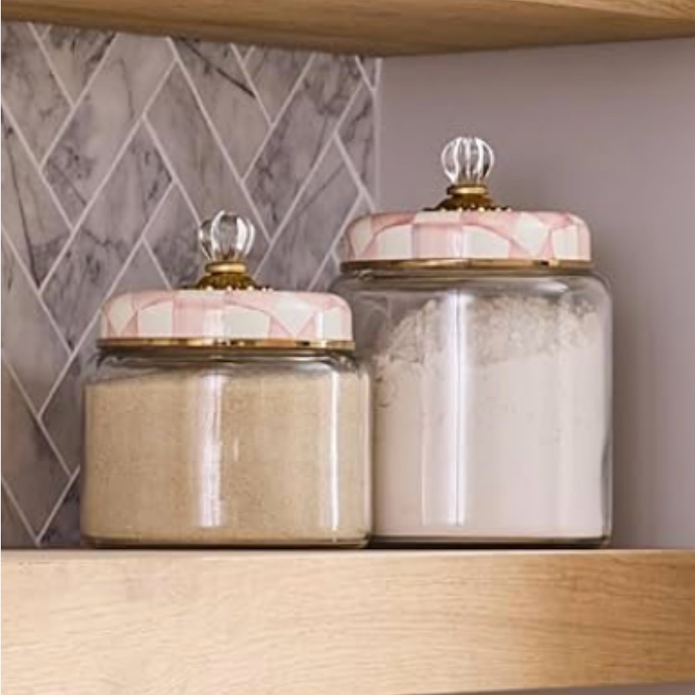 MacKenzie and Childs Rosy Check Canister🌸🌸 - Picture 2 of 4